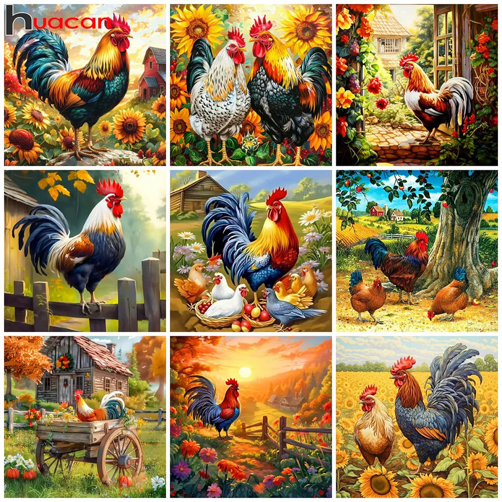 Huacan Full Diamond Mosaic Animal Chicken 5d Drill Painting Landscape Kit Farm Embroidery Sunflower Home Decoration Diy Gift Huacan Full Diamond Mosaic Animal Chicken 5d Drill Painting Landscape Kit Farm Embroidery Sunflower Home Decoration Diy Gift